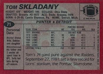 1983 Topps #71 Tom Skladany Back