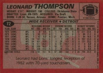 1983 Topps #72 Leonard Thompson Back