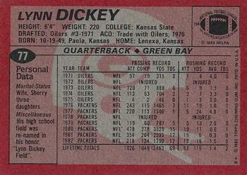 1983 Topps #77 Lynn Dickey Back