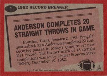 1983 Topps #1 Ken Anderson Back