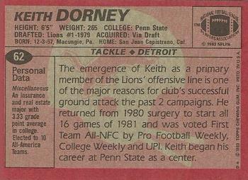 1983 Topps #62 Keith Dorney Back