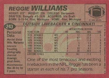 1983 Topps #243 Reggie Williams Back