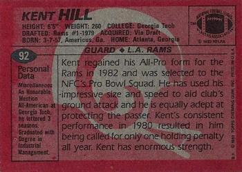 1983 Topps #92 Kent Hill Back