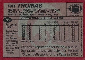 1983 Topps #95 Pat Thomas Back