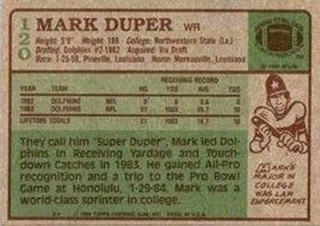 1984 Topps #120 Mark Duper Back