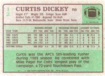 1984 Topps #12 Curtis Dickey Back