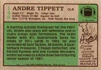 1984 Topps #143 Andre Tippett Back