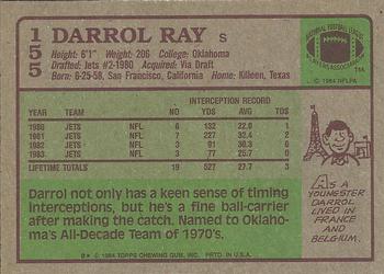 1984 Topps #155 Darrol Ray Back