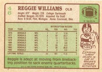 1984 Topps #46 Reggie Williams Back