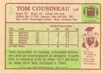 1984 Topps #50 Tom Cousineau Back