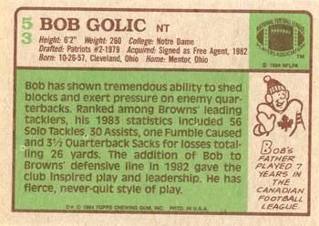 1984 Topps #53 Bob Golic Back