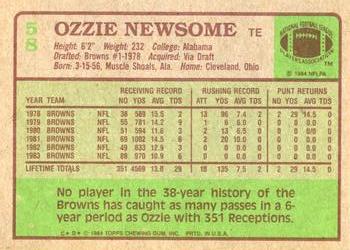 1984 Topps #58 Ozzie Newsome Back