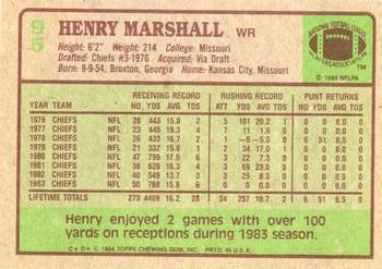 1984 Topps #95 Henry Marshall Back