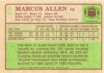 1984 Topps #98 Marcus Allen Back
