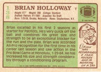 1984 Topps #138 Brian Holloway Back