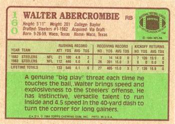 1984 Topps #160 Walter Abercrombie Back