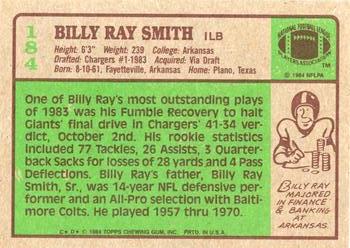 1984 Topps #184 Billy Ray Smith Back