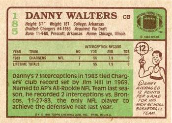 1984 Topps #185 Danny Walters Back