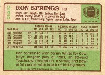 1984 Topps #245 Ron Springs Back