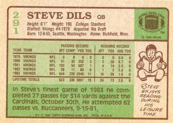 1984 Topps #291 Steve Dils Back