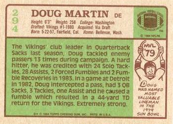 1984 Topps #294 Doug Martin Back