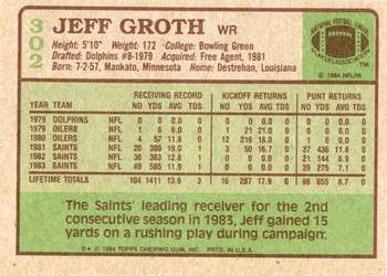 1984 Topps #302 Jeff Groth Back