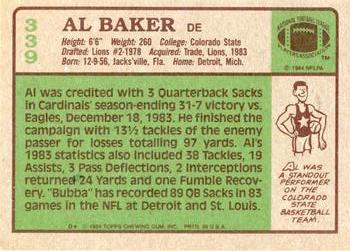 1984 Topps #339 Al Baker Back