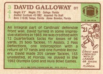 1984 Topps #341 David Galloway Back