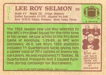 1984 Topps #371 Lee Roy Selmon Back