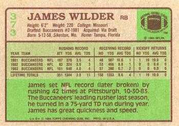 1984 Topps #373 James Wilder Back