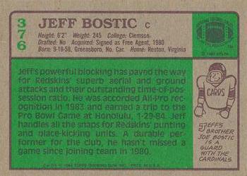 1984 Topps #376 Jeff Bostic Back
