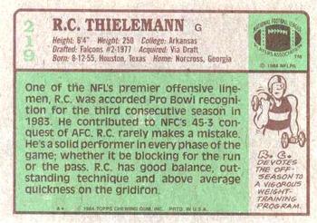 1984 Topps #219 R.C. Thielemann Back