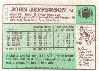1984 Topps #268 John Jefferson Back