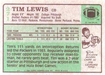 1984 Topps #271 Tim Lewis Back