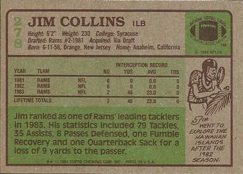 1984 Topps #278 Jim Collins Back