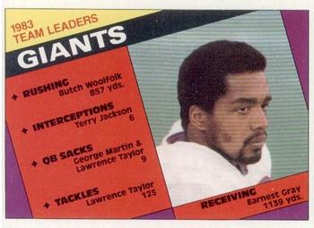 1984 Topps #310 Giants Team Leaders - Earnest Gray Front