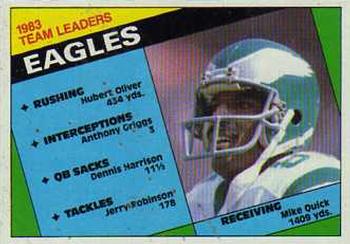1984 Topps #325 Eagles Team Leaders - Mike Quick Front