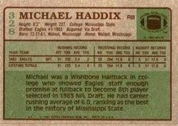 1984 Topps #328 Michael Haddix Back