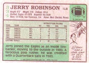 1984 Topps #334 Jerry Robinson Back