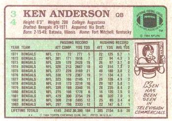 1984 Topps #34 Ken Anderson Back