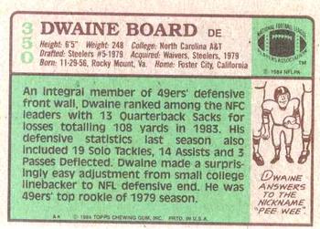 1984 Topps #350 Dwaine Board Back