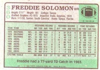 1984 Topps #360 Freddie Solomon Back