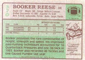1984 Topps #370 Booker Reese Back