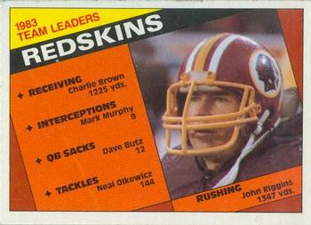 1984 Topps #375 Redskins Team Leaders - John Riggins Front