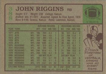1984 Topps #388 John Riggins Back