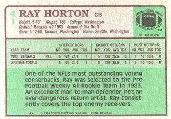 1984 Topps #41 Ray Horton Back