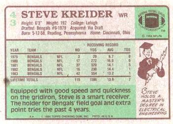 1984 Topps #43 Steve Kreider Back