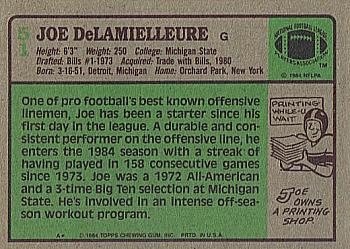 1984 Topps #51 Joe DeLamielleure Back