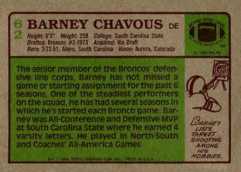 1984 Topps #62 Barney Chavous Back