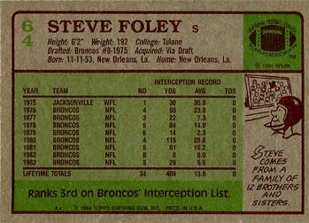 1984 Topps #64 Steve Foley Back